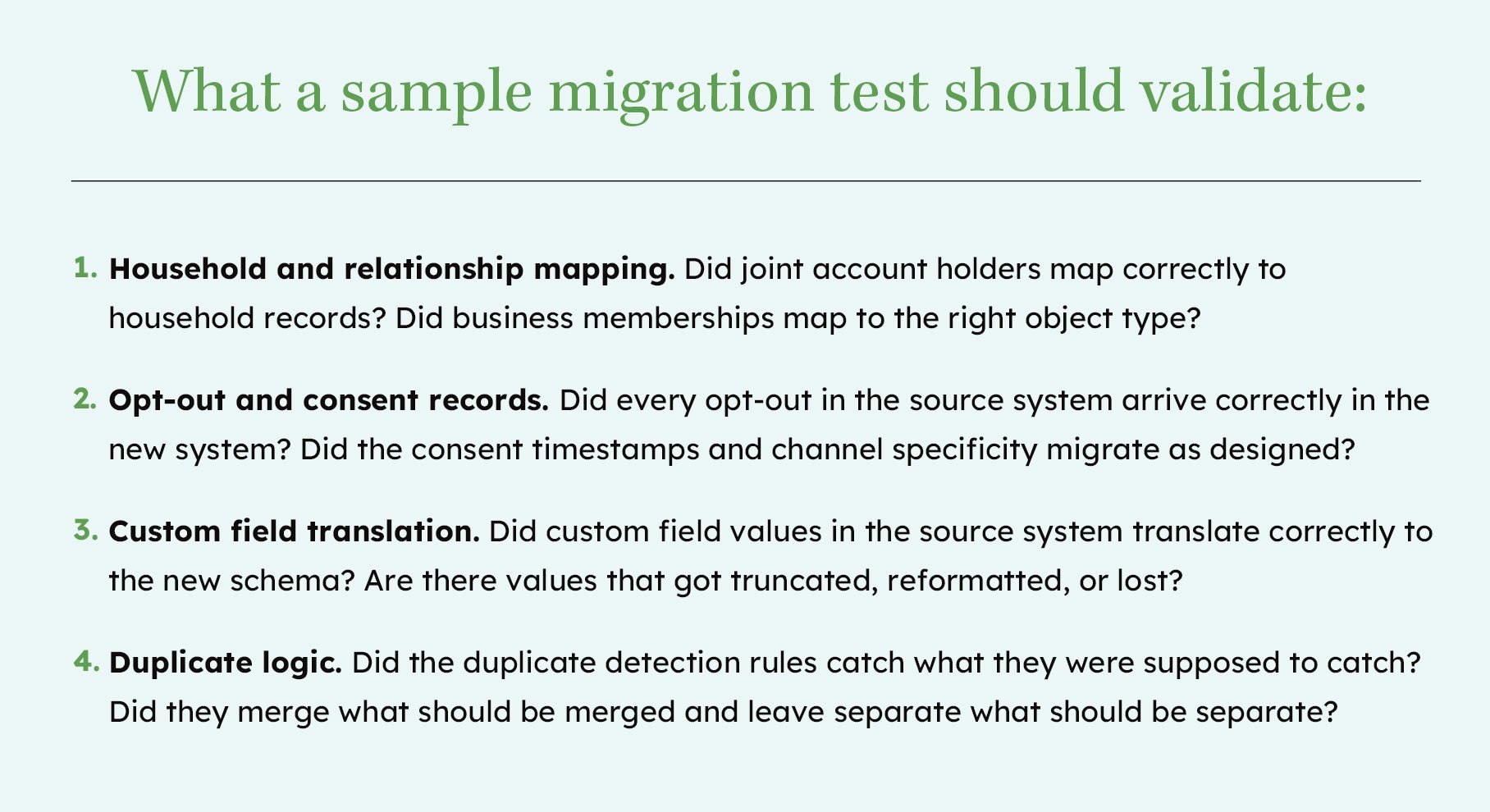 sample migration test list