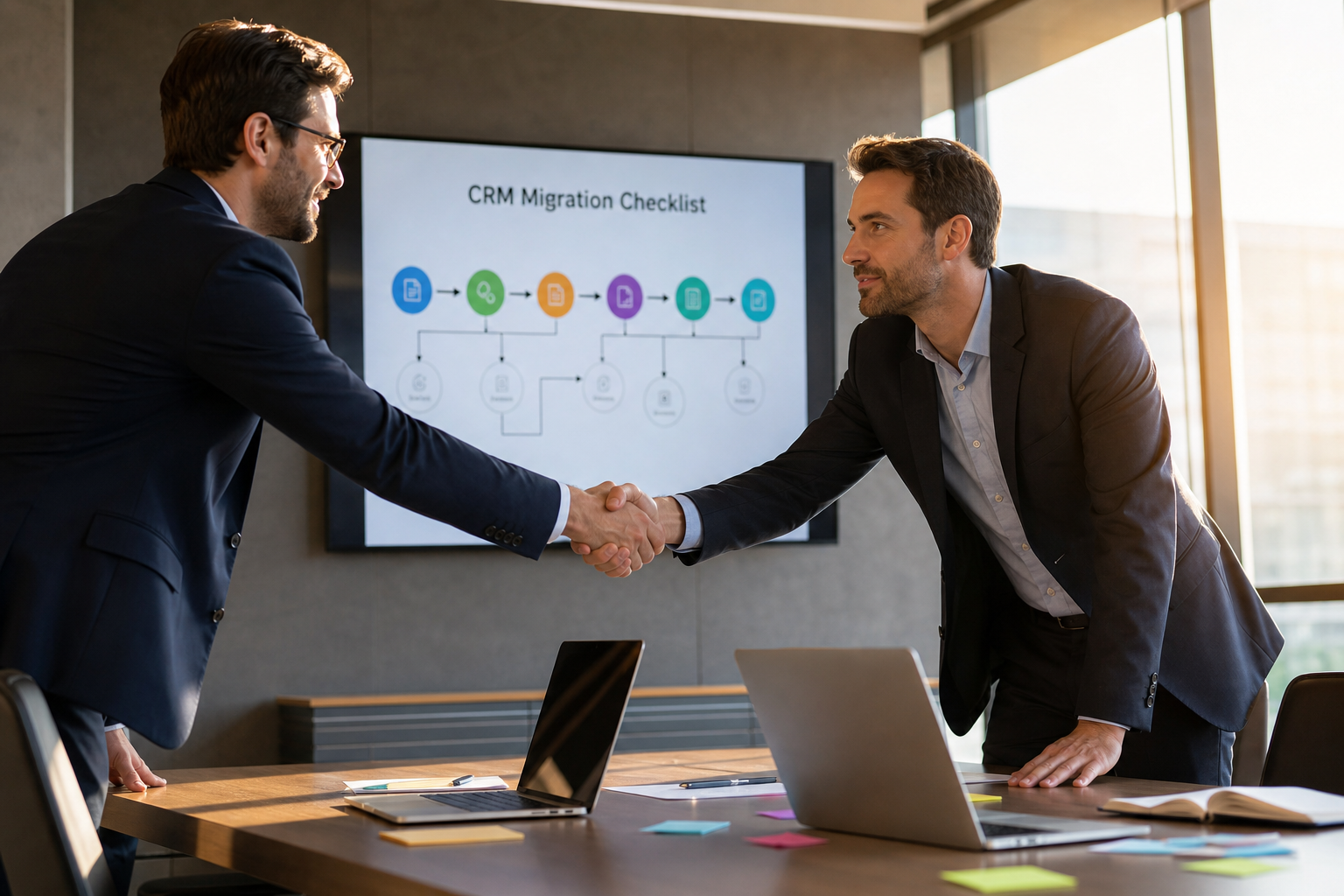 two credit union marketers shaking hands